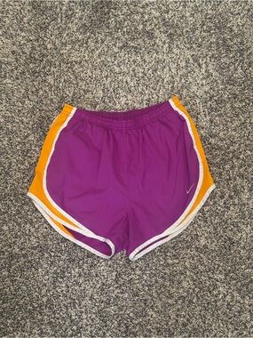 Nike Women’s Purple Athletic Shorts with Yellow Side Panels